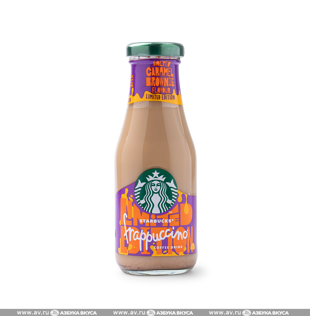 Изображение товара Напиток молочно-кофейный Frappuccino со вкусом солёной карамели и брауни, Starbucks, 250 мл, Дания Изображение товара Напиток молочно-кофейный Frappuccino со вкусом солёной карамели и брауни, Starbucks, 250 мл, Дания