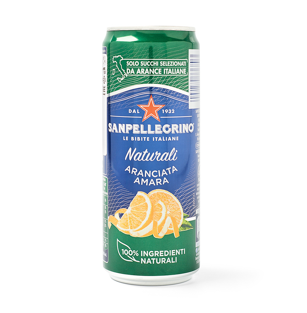 Изображение товара Напиток газированный SanPellegrino Naturali Aranciata Amara с соком апельсина 0.33л, Италия