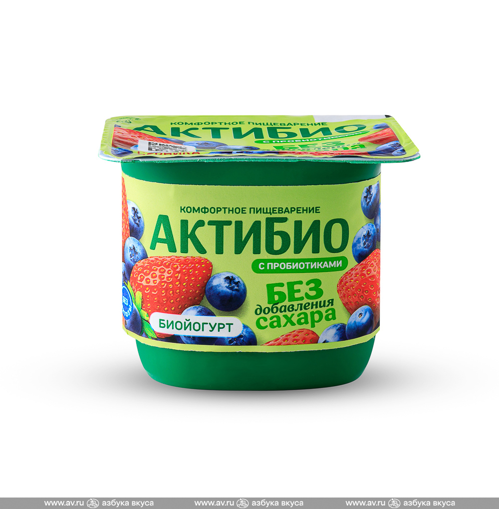 Изображение товара Биойогурт безлактозный «Клубника-черника» 3%, «АктиБио», 130 г, Россия Изображение товара Биойогурт безлактозный «Клубника-черника» 3%, «АктиБио», 130 г, Россия