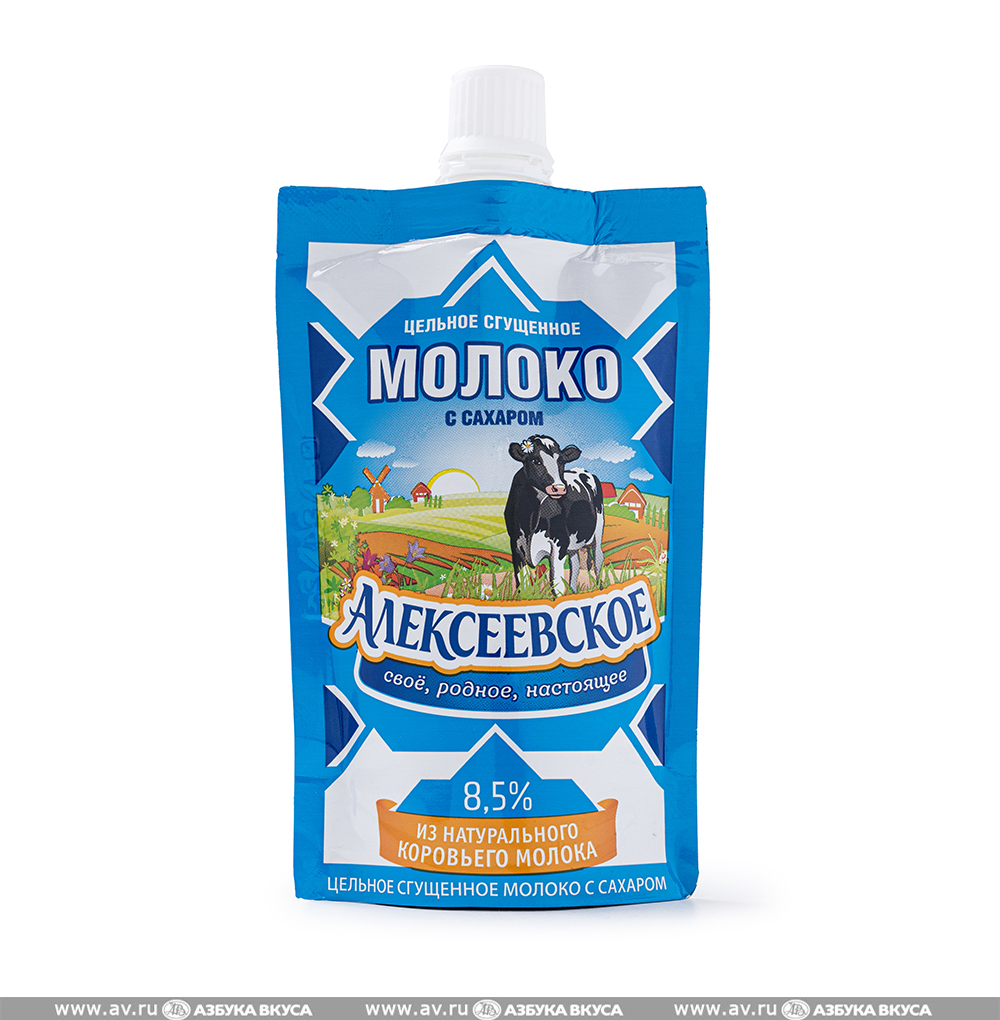Изображение товара Молоко цельное сгущённое с сахаром 8.5%, «Алексеевское», 100 г, Россия, БЗМЖ Изображение товара Молоко цельное сгущённое с сахаром 8.5%, «Алексеевское», 100 г, Россия, БЗМЖ