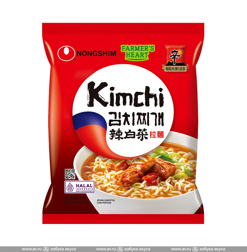 Изображение товара Лапша быстрого приготовления рамён кимчи, Nongshim, 120 г, Китай