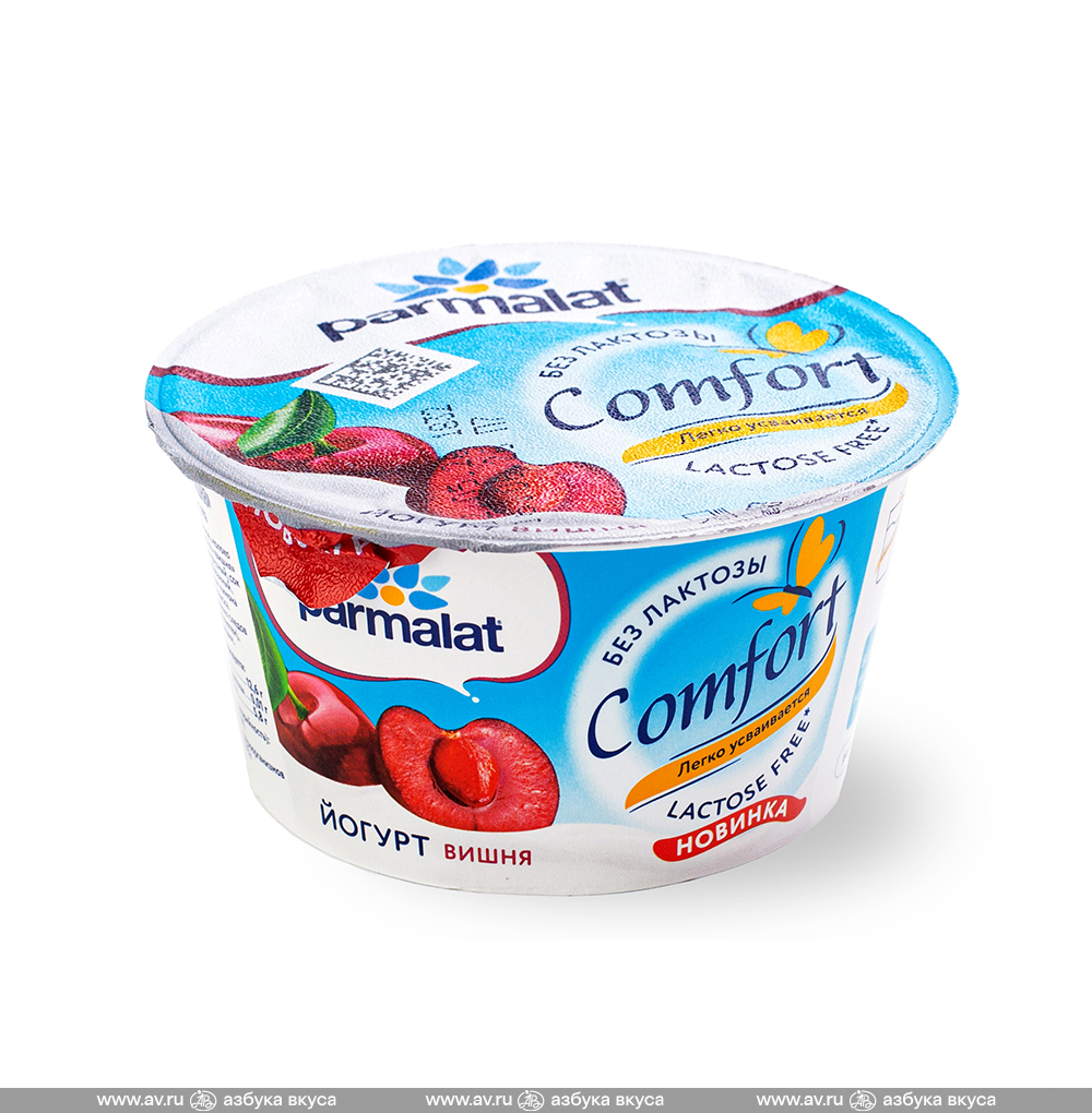 Изображение товара Йогурт густой Comfort 2.9% вишня, без лактозы, Parmalat, 130 г, Россия Изображение товара Йогурт густой Comfort 2.9% вишня, без лактозы, Parmalat, 130 г, Россия