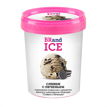 Изображение товара Мороженое сливочное «Сливки с печеньем», BRandICE, 1 000 мл, Россия, БЗМЖ
