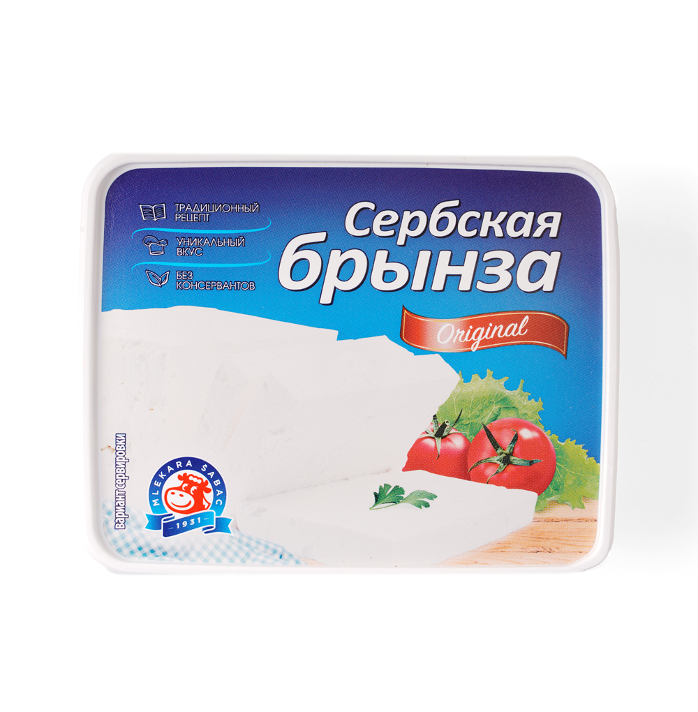 Изображение товара Сыр рассольный Брынза Сербская 40%, Республика Сербия БЗМЖ Изображение товара Сыр рассольный Брынза Сербская 40%, Республика Сербия БЗМЖ
