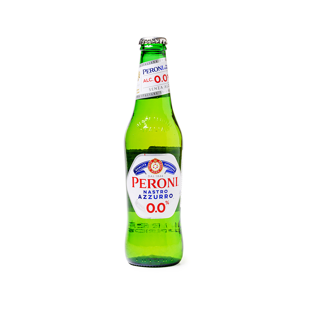 Изображение товара Пиво светлое безалкогольное Peroni Nastro Azzurro 0.0%, 0.33 L, ст/б, Италия Изображение товара Пиво светлое безалкогольное Peroni Nastro Azzurro 0.0%, 0.33 L, ст/б, Италия