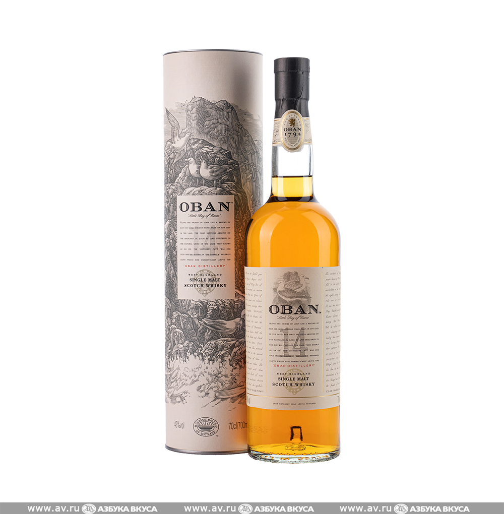 Изображение товара Виски шотландский Oban Highland Single Malt 14 YO 43.0%, 0.7 L, в тубе Изображение товара Виски шотландский Oban Highland Single Malt 14 YO 43.0%, 0.7 L, в тубе