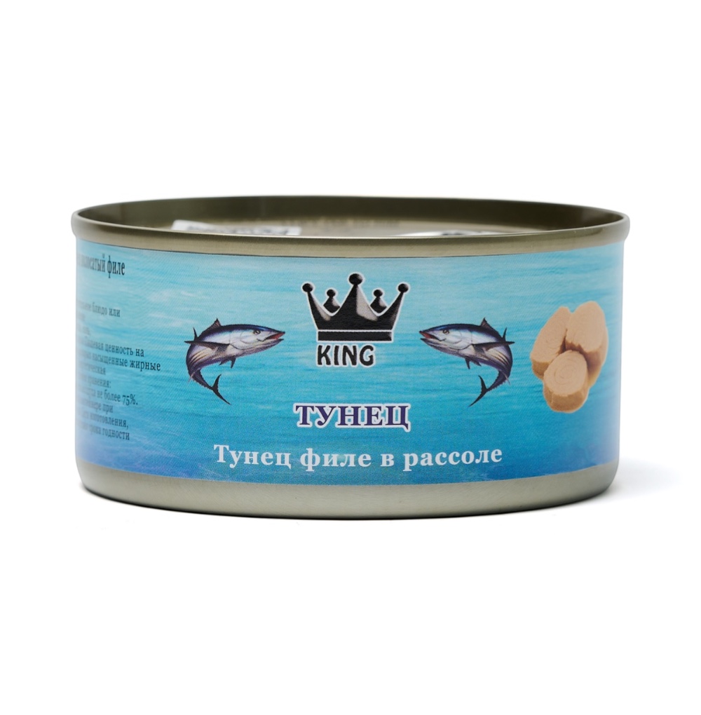 Изображение товара Тунец полосатый в рассоле филе-кусочки, KING, 185 г, Таиланд
