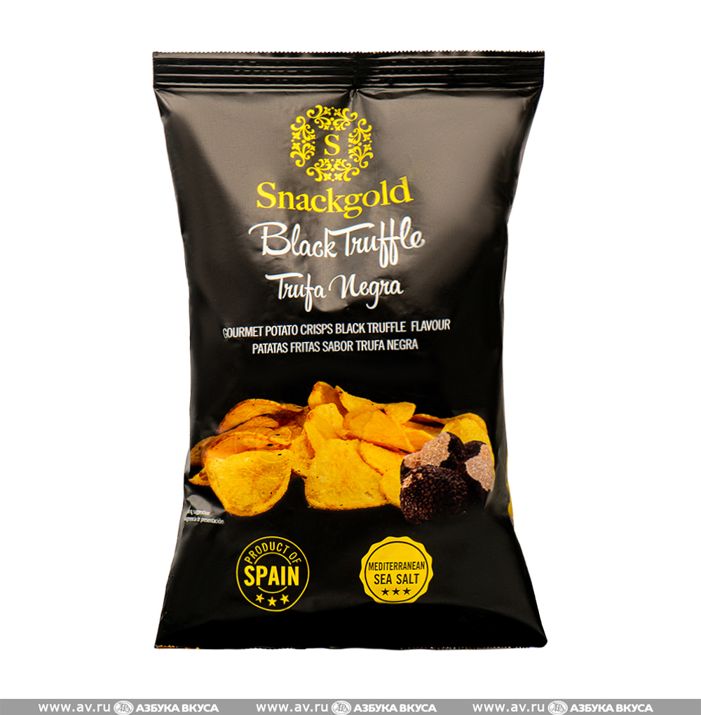 Изображение товара Чипсы картофельные со вкусом чёрного трюфеля, Snackgold, 125 г, Испания Изображение товара Чипсы картофельные со вкусом чёрного трюфеля, Snackgold, 125 г, Испания