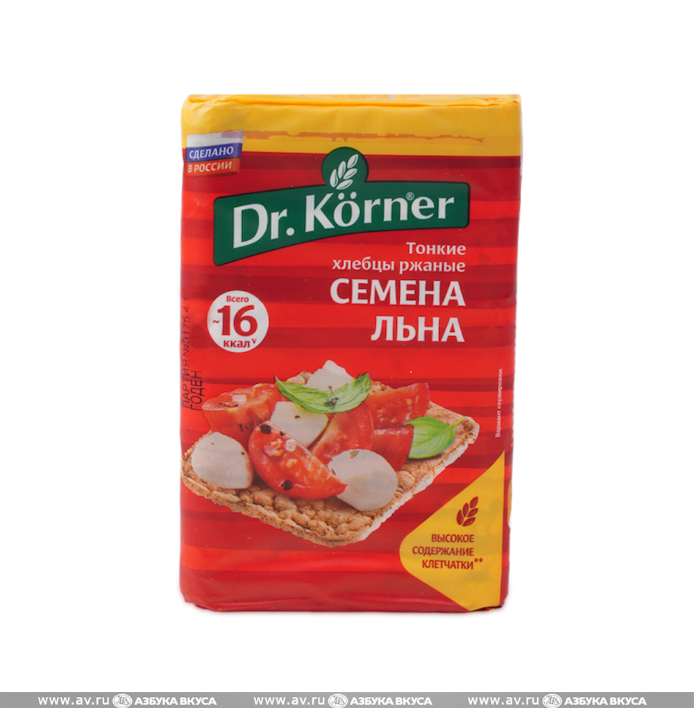 Изображение товара Хлебцы хрустящие Dr.Korner «Ржаные» с семенами льна 100г, Россия Изображение товара Хлебцы хрустящие Dr.Korner «Ржаные» с семенами льна 100г, Россия