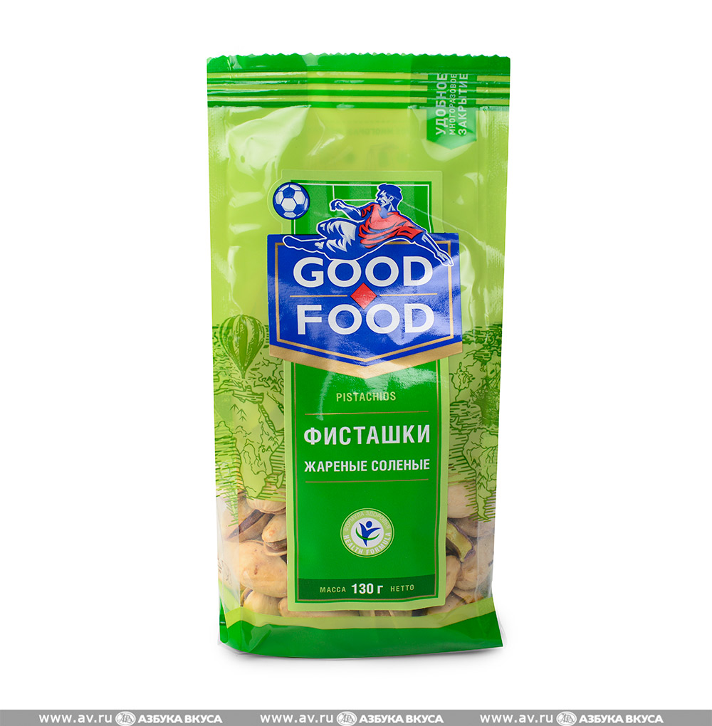 Изображение товара Фисташки жареные солёные, Good Food, 130 г, Россия Изображение товара Фисташки жареные солёные, Good Food, 130 г, Россия