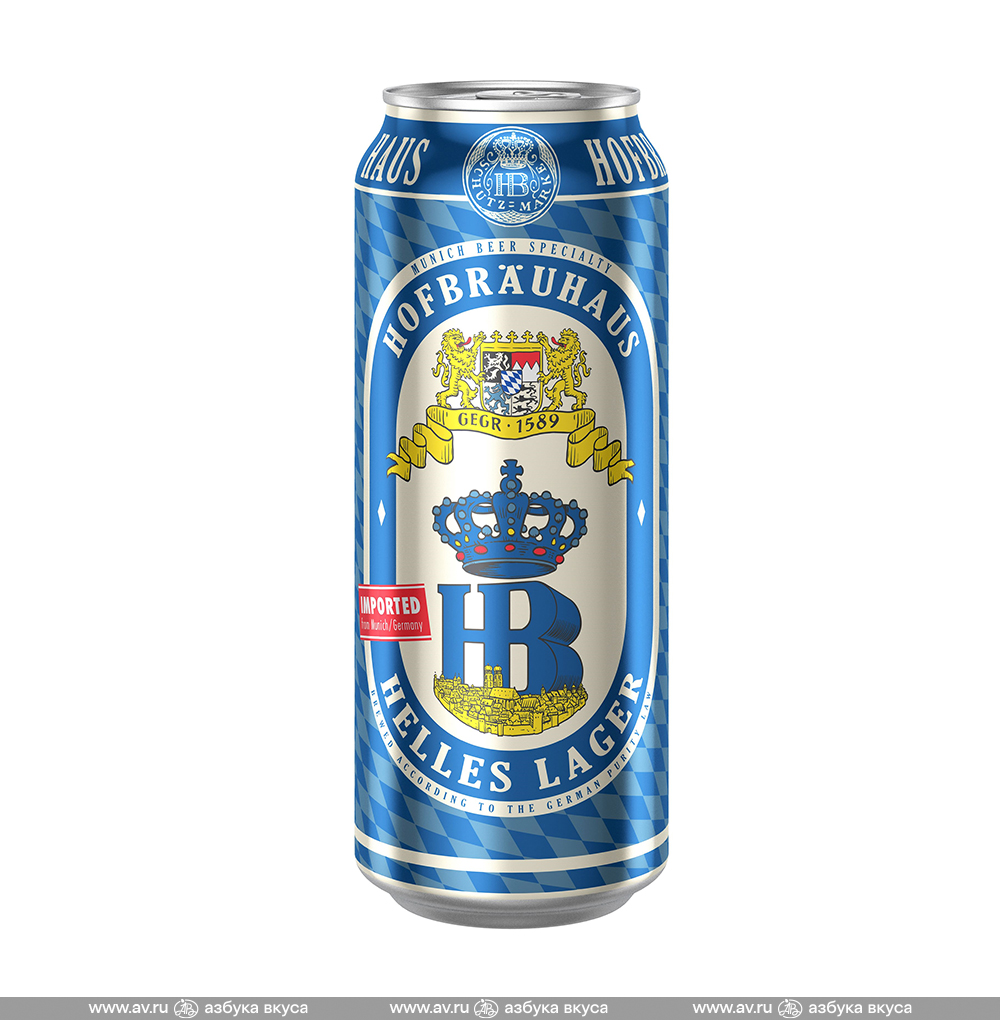 Изображение товара Пиво светлое Hofbrauhaus Helles Lager 4,9%, 0.5 L, ж/б, Германия Изображение товара Пиво светлое Hofbrauhaus Helles Lager 4,9%, 0.5 L, ж/б, Германия