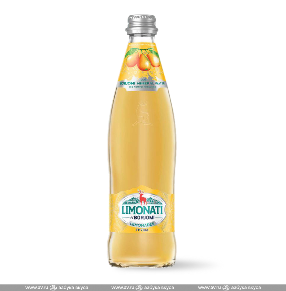 Изображение товара Напиток газированный LIMONATI «Груша» с соком и природной минеральной водой, «Боржоми», 0.5 л, Грузия