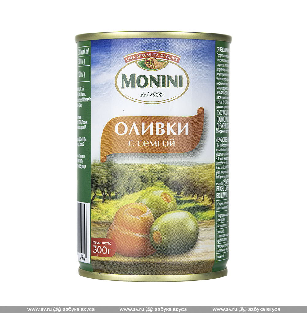 Изображение товара Оливки зелёные с сёмгой, Monini, 300 г, Испания