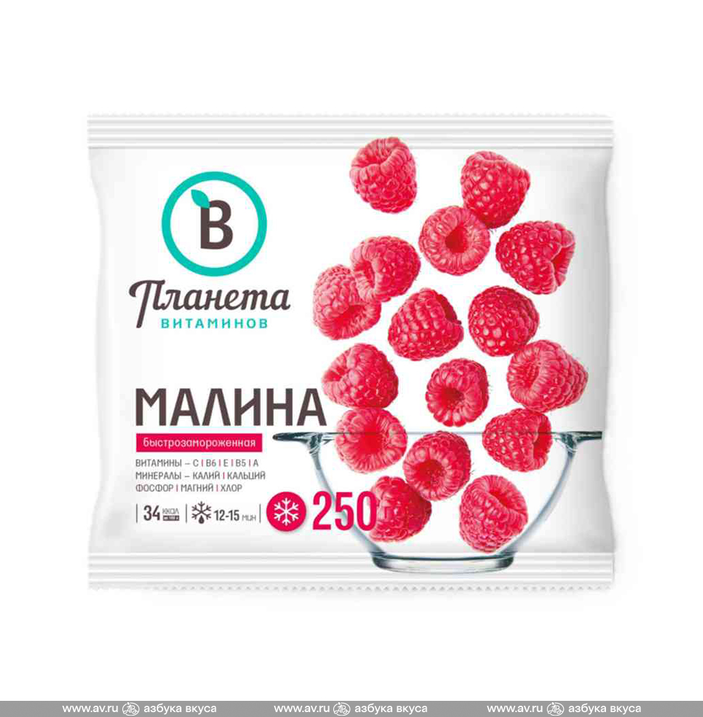 Изображение товара Малина свежемороженая, «Планета витаминов, 250 г, Китай Изображение товара Малина свежемороженая, «Планета витаминов, 250 г, Китай