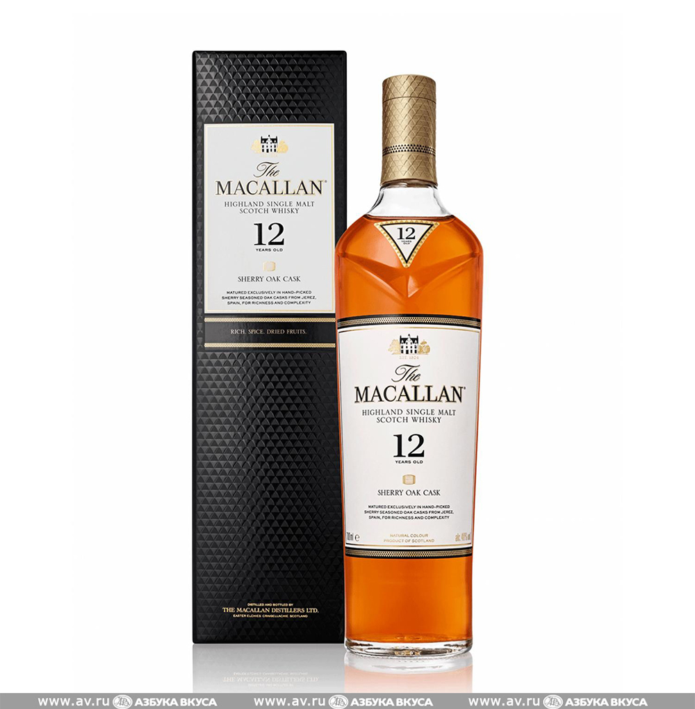 Изображение товара Виски шотландский Macallan Highland Single Malt Sherry Oak 12 YO, 0.7 L, п/у Изображение товара Виски шотландский Macallan Highland Single Malt Sherry Oak 12 YO, 0.7 L, п/у