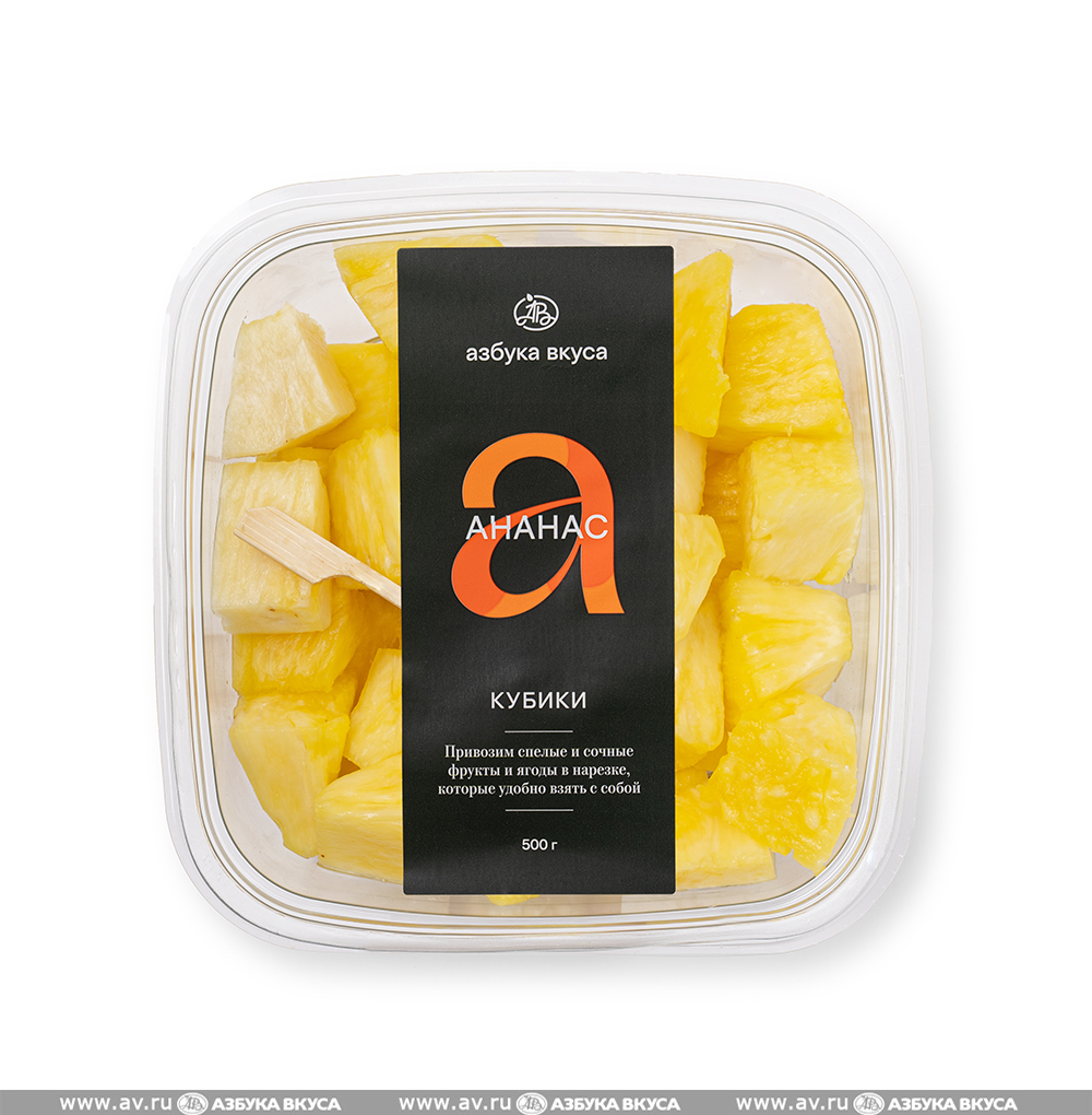 Изображение товара Ананас кубики, «Азбука вкуса», 500 г, Россия