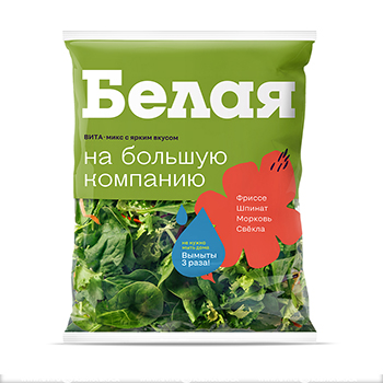 Изображение товара Салатный микс «Вита»: фриссе, шпинат, морковь, свёкла, «Белая Дача», 180 г, Россия