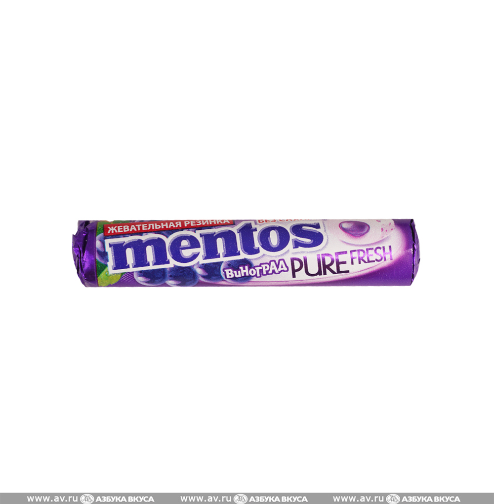 Изображение товара Жевательная резинка Pure Fresh «Виноград», Mentos, драже с жидким центром, 15.5 г, Россия