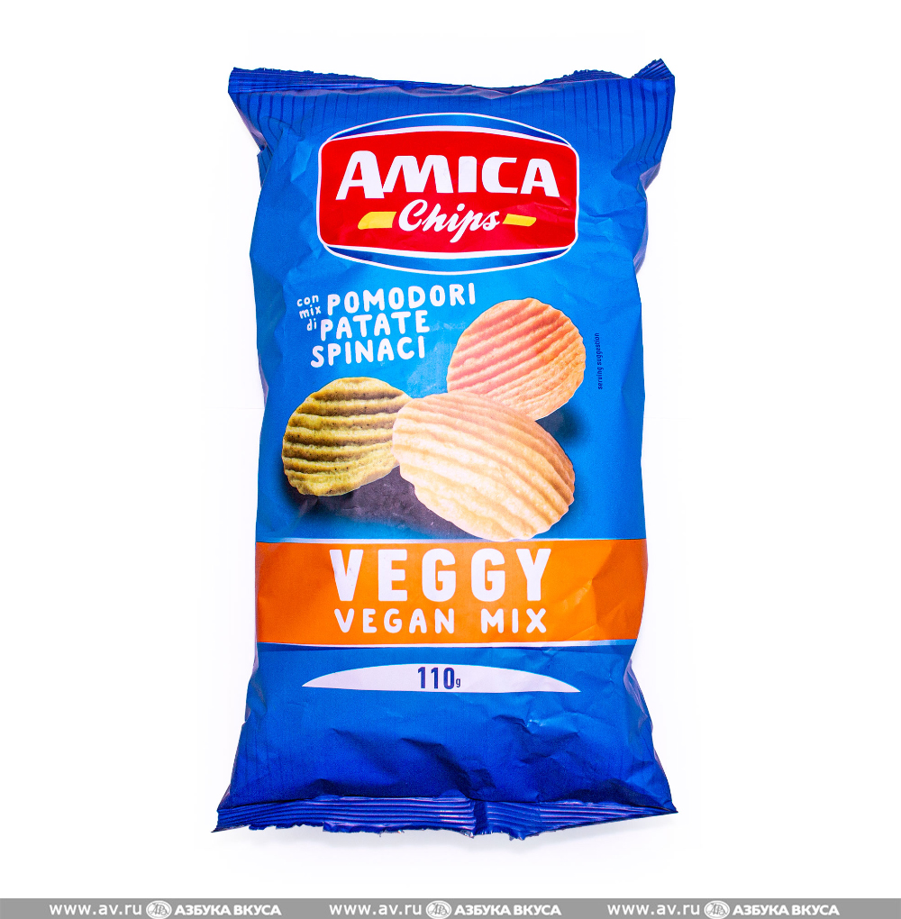 Изображение товара Картофельные чипсы Veggy со вкусом томатов и шпината 110 г Италия Изображение товара Картофельные чипсы Veggy со вкусом томатов и шпината 110 г Италия