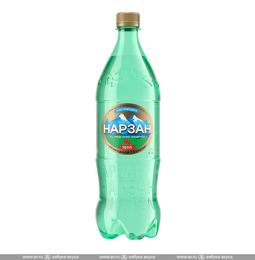 Изображение товара Вода минеральная газированная лечебно-столовая, «Нарзан», 1 л, Россия Изображение товара Вода минеральная газированная лечебно-столовая, «Нарзан», 1 л, Россия
