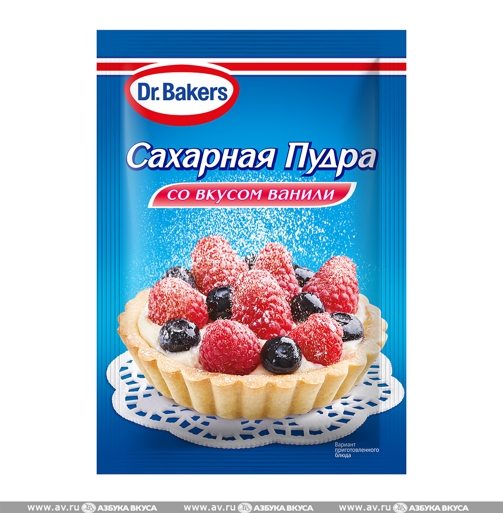 Изображение товара Сахарная пудра со вкусом ванили, Dr.Bakers, 80 г, Россия Изображение товара Сахарная пудра со вкусом ванили, Dr.Bakers, 80 г, Россия