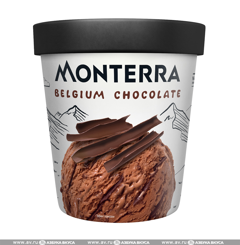 Изображение товара Мороженое сливочное Belgium Chocolate с бельгийским шоколадом и шоколадным соусом, Monterra, 480 мл, Россия, БЗМЖ Изображение товара Мороженое сливочное Belgium Chocolate с бельгийским шоколадом и шоколадным соусом, Monterra, 480 мл, Россия, БЗМЖ