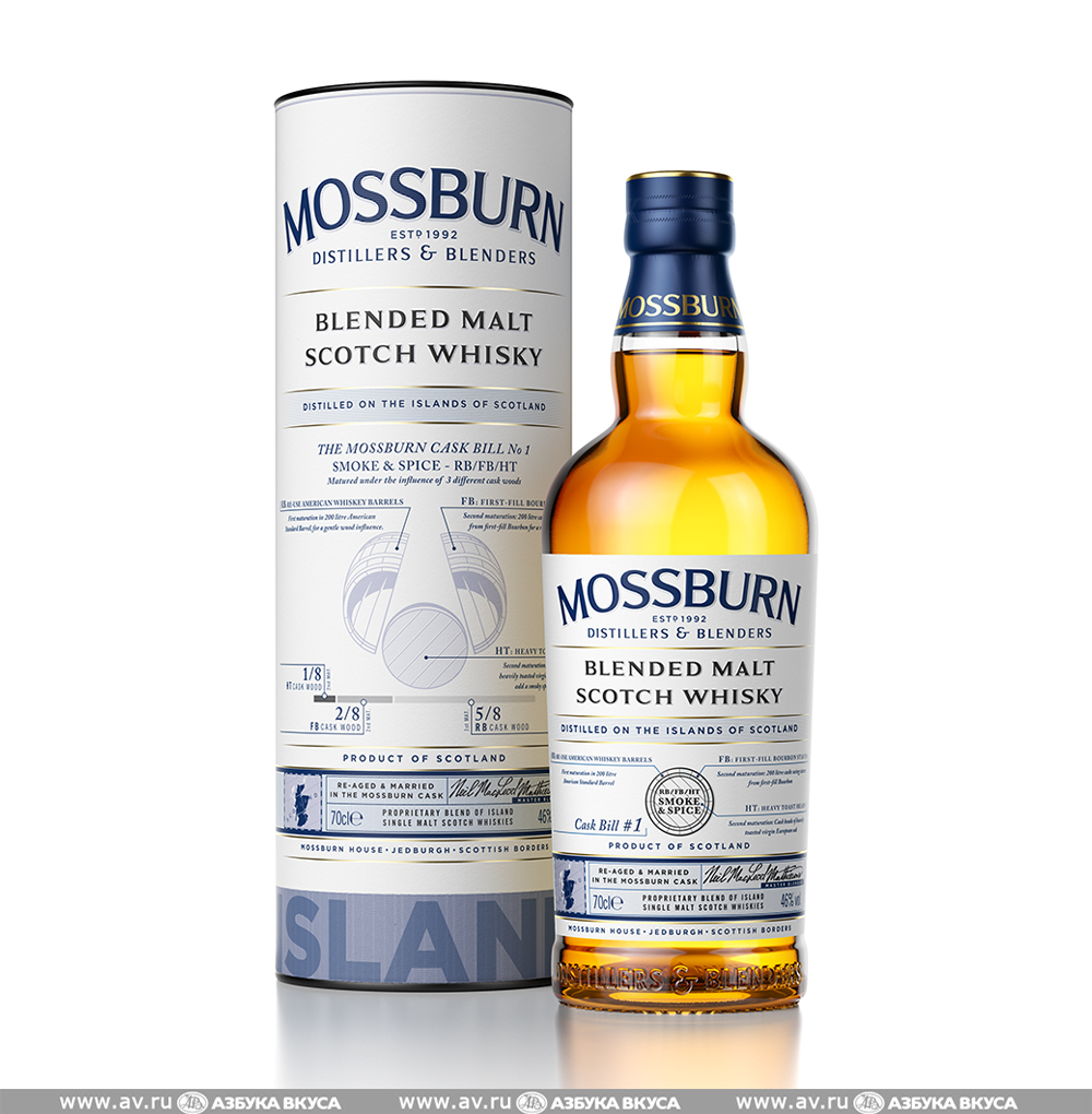 Изображение товара Виски шотландский Mossburn Islay Blended Malt 46.0%, 0.7 L, п/у Изображение товара Виски шотландский Mossburn Islay Blended Malt 46.0%, 0.7 L, п/у