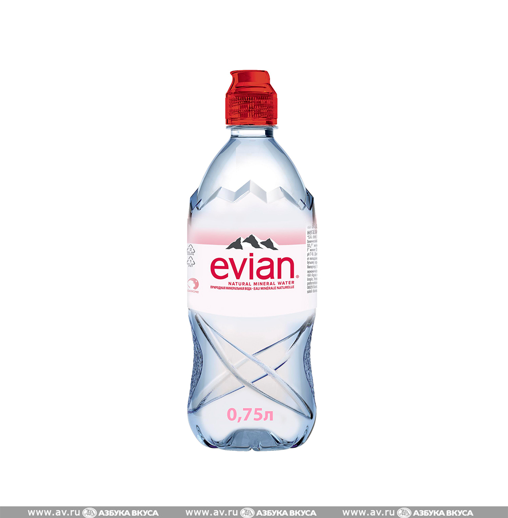 Изображение товара Вода минеральная негазированная, Evian, 0.75 л, Франция Изображение товара Вода минеральная негазированная, Evian, 0.75 л, Франция