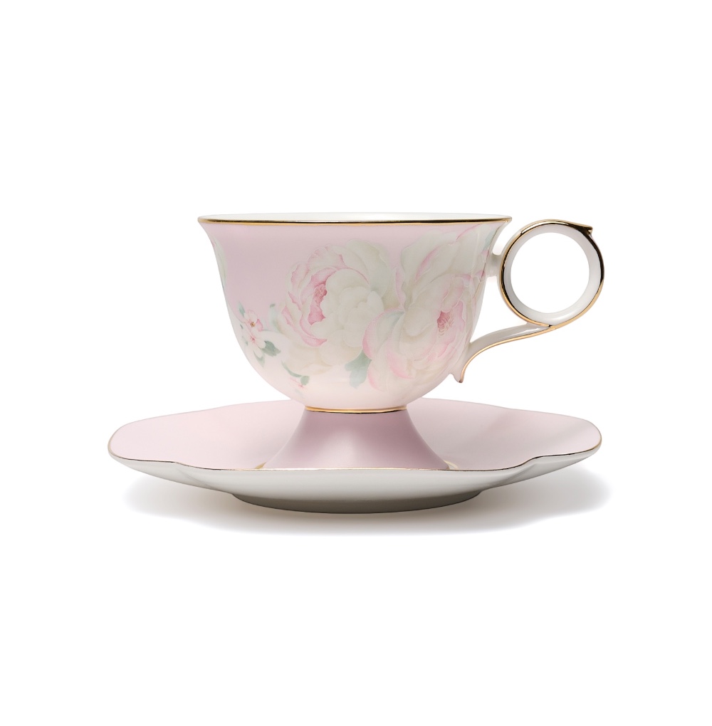Изображение товара Чашка чайная с блюдцем Винтаж Пионы, Decor de table, 250 мл, фарфор костяной, розовая, Китай Изображение товара Чашка чайная с блюдцем Винтаж Пионы, Decor de table, 250 мл, фарфор костяной, розовая, Китай