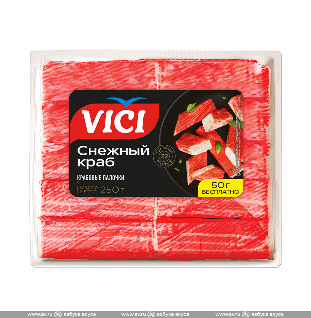 Изображение товара Крабовые палочки «Снежный краб», VICI, 250 г, Россия Изображение товара Крабовые палочки «Снежный краб», VICI, 250 г, Россия