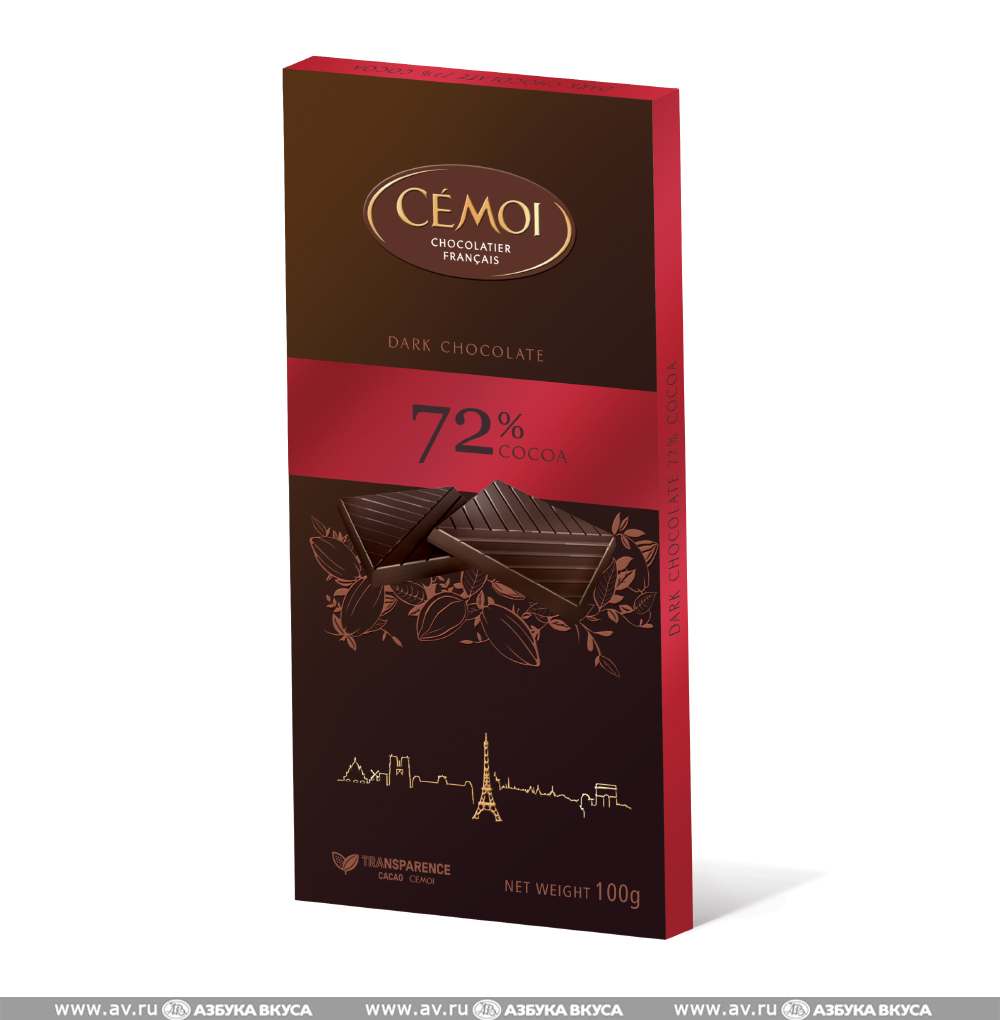 Изображение товара Шоколад горький 72% какао, Cemoi, 100 г, Франция Изображение товара Шоколад горький 72% какао, Cemoi, 100 г, Франция