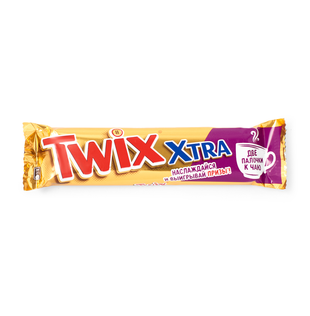 Изображение товара Батончик шоколадный Extra с печеньем и карамелью, Twix, 82 г, Россия Изображение товара Батончик шоколадный Extra с печеньем и карамелью, Twix, 82 г, Россия