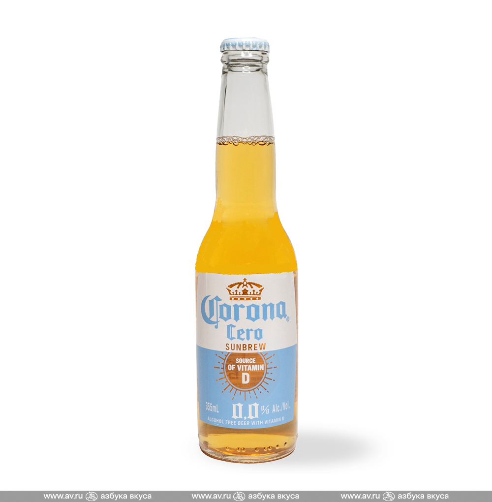 Изображение товара Напиток пивной б/а светлый Corona Cero, 0.355 L, Мексика Изображение товара Напиток пивной б/а светлый Corona Cero, 0.355 L, Мексика