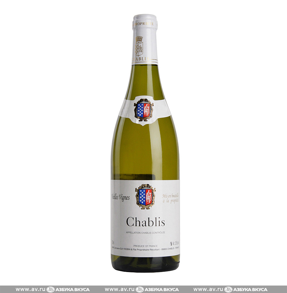 Изображение товара Вино французское белое AOC Chablis Vieilles Vignes Domaine Guy Robin, 0.75 L Изображение товара Вино французское белое AOC Chablis Vieilles Vignes Domaine Guy Robin, 0.75 L