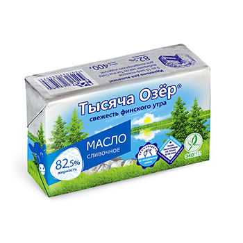 Изображение товара Масло сливочное 82.5%, «Тысяча Озёр», 400 г, Россия, БЗМЖ