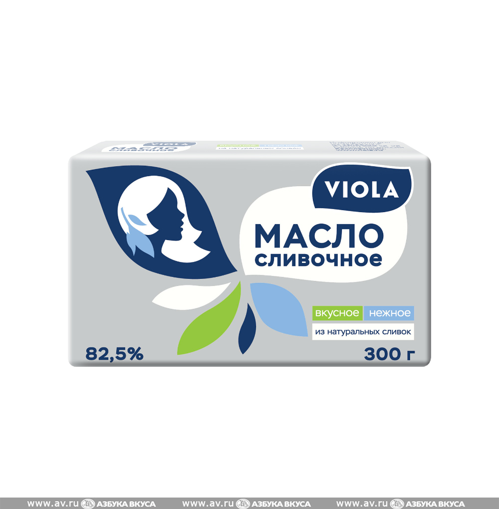 Изображение товара Масло сладкосливочное фасованное 82.5%, Viola, 300 г, Россия