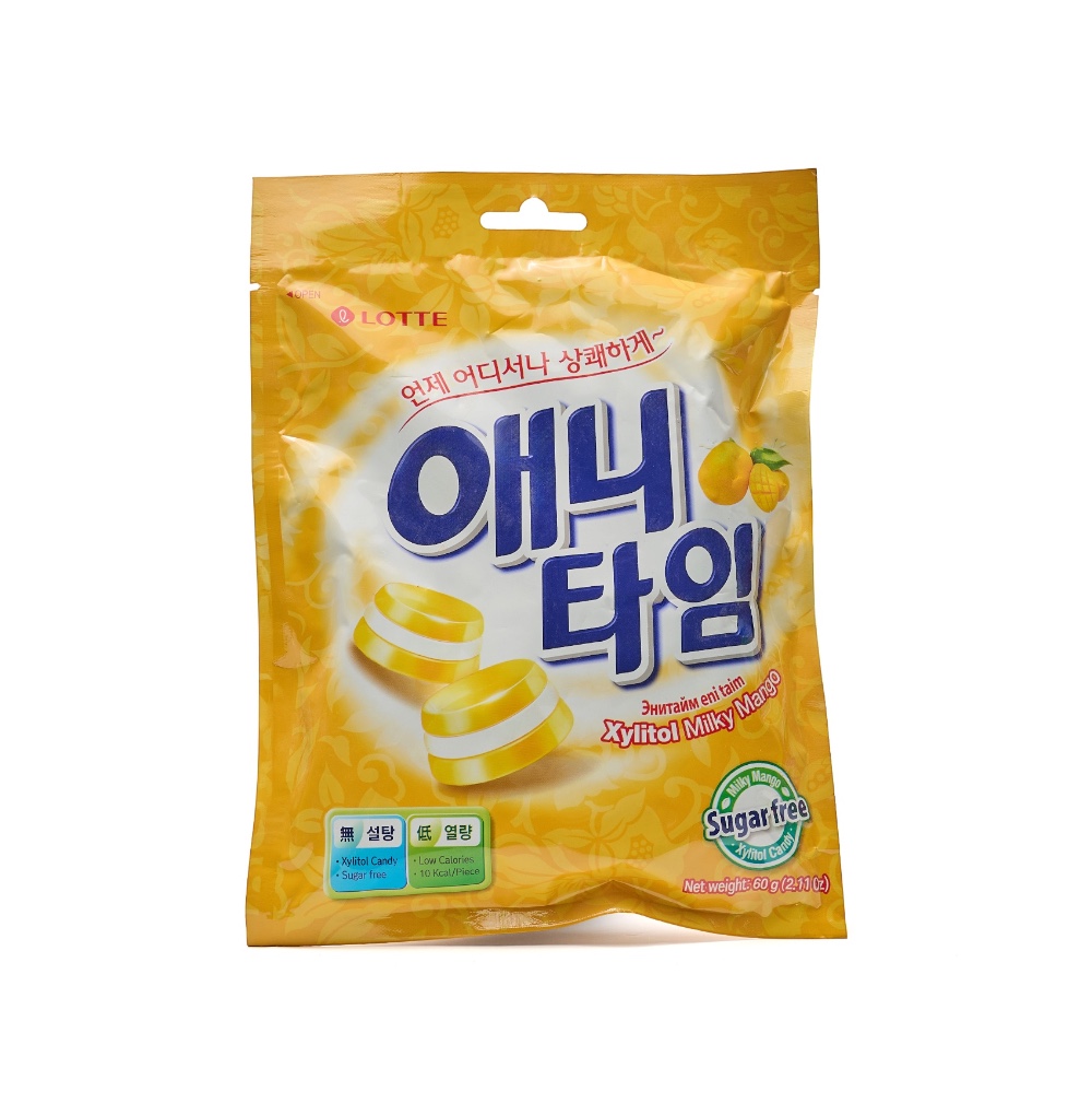 Изображение товара Карамель леденцовая Anytime со вкусом молока и манго, LOTTE, 64 г, Республика Корея Изображение товара Карамель леденцовая Anytime со вкусом молока и манго, LOTTE, 64 г, Республика Корея