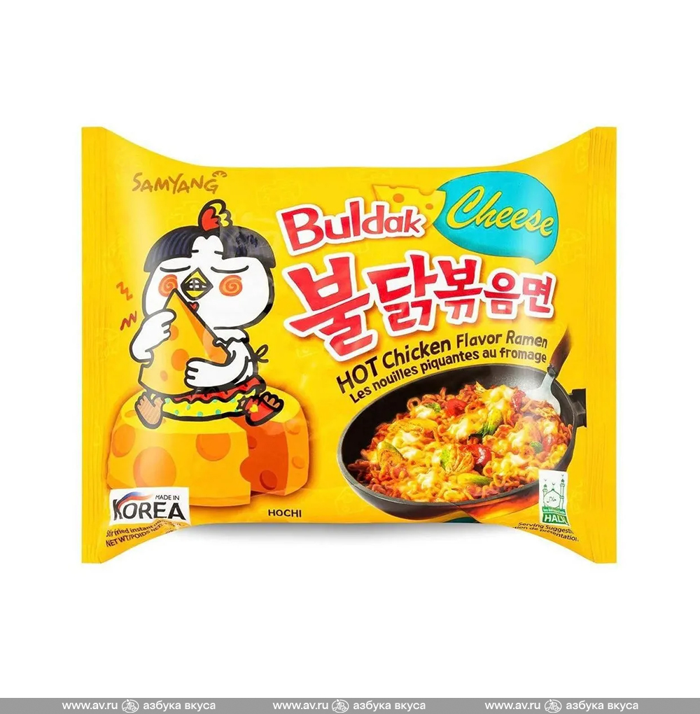 Изображение товара Лапша быстрого приготовления Hot Chicken со вкусом курицы и сыра, Samyang, 140 г, Республика Корея Изображение товара Лапша быстрого приготовления Hot Chicken со вкусом курицы и сыра, Samyang, 140 г, Республика Корея