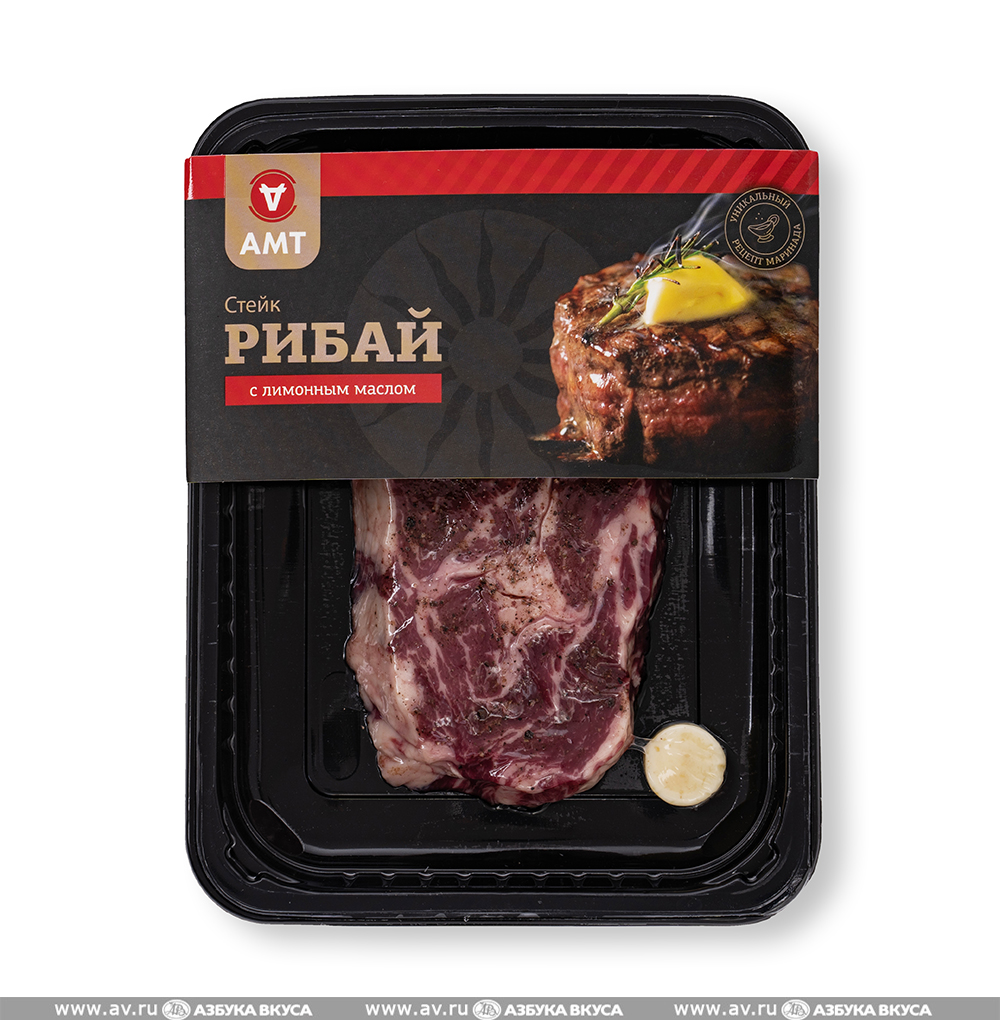 Изображение товара Стейк рибай из говядины с лимонным маслом, АМТ, 250 г, Россия