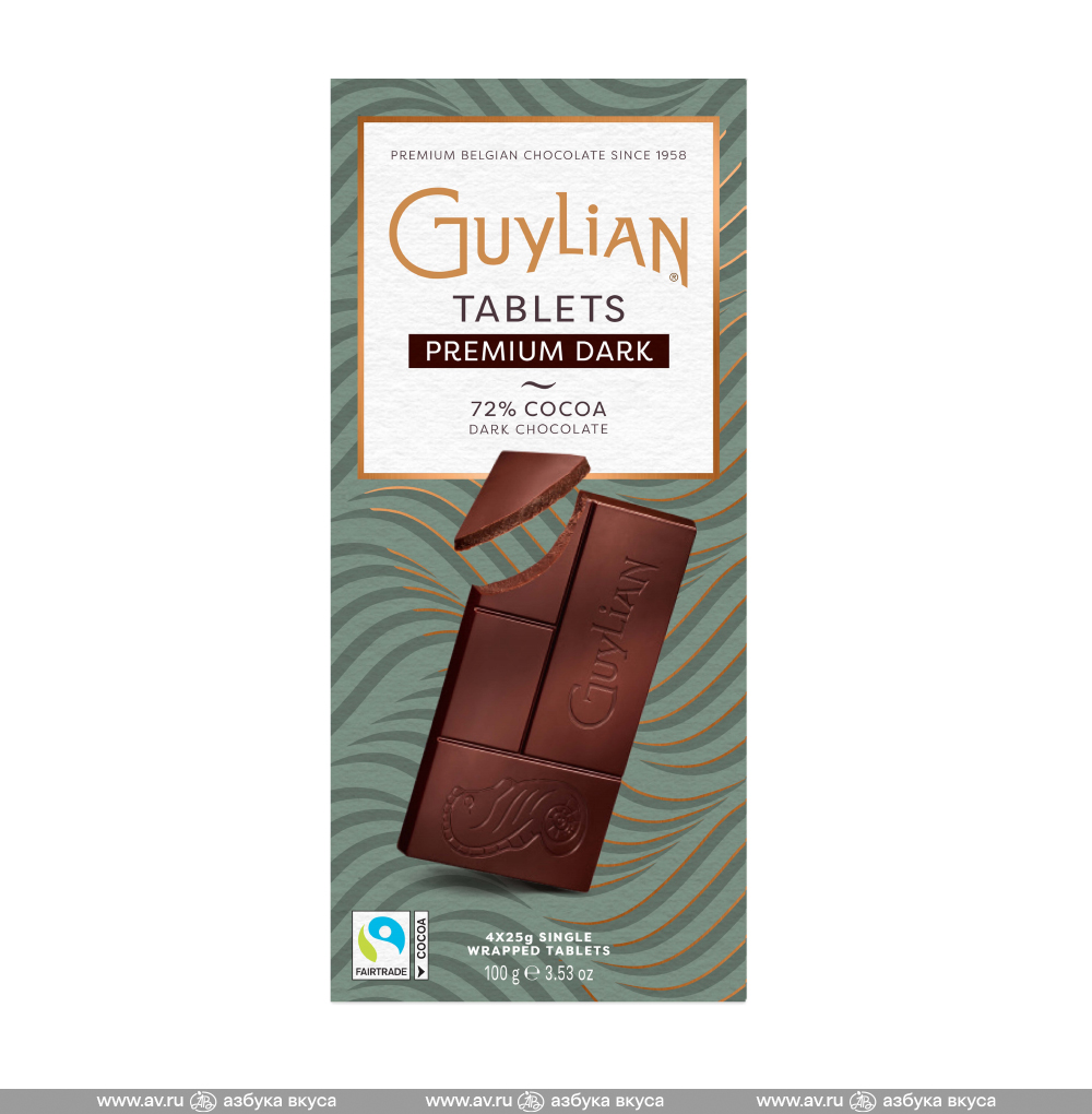 Изображение товара Горький шоколад Guylian 72% какао 100 г Бельгия натуральный VA Изображение товара Горький шоколад Guylian 72% какао 100 г Бельгия натуральный VA