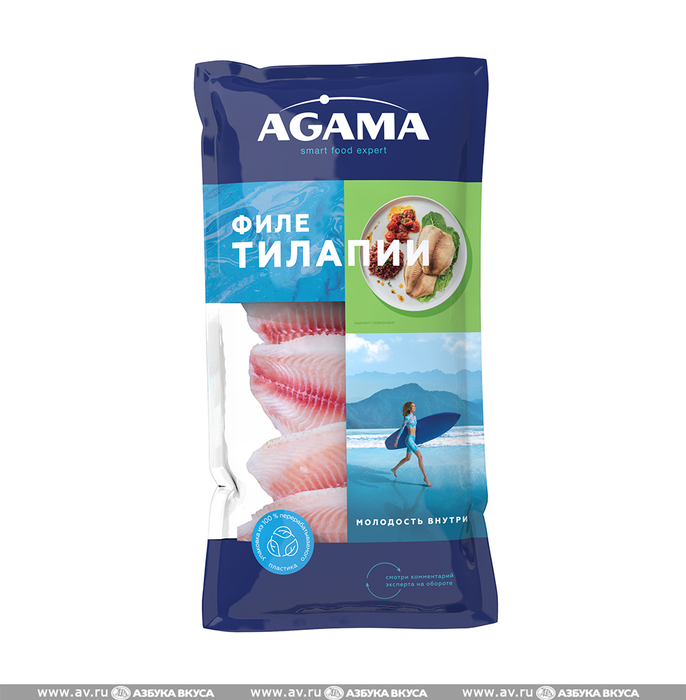 Изображение товара Тилапия филе, Agama, 400 г, Россия Изображение товара Тилапия филе, Agama, 400 г, Россия