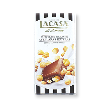 Изображение товара Шоколад молочный Lacasa с цельным фундуком 100 г, Испания