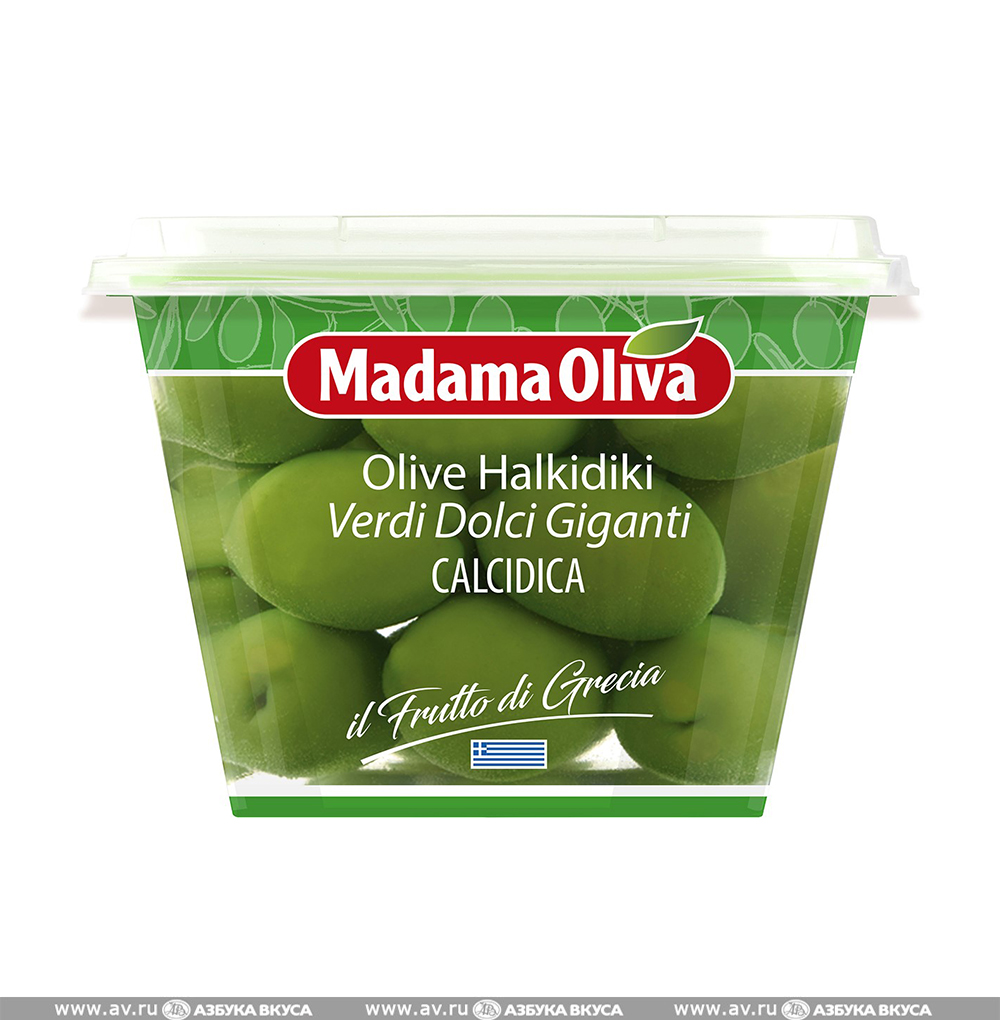 Изображение товара Оливки зелёные гигантские сладкие с косточкой, Madama Oliva, 250 г, Италия Изображение товара Оливки зелёные гигантские сладкие с косточкой, Madama Oliva, 250 г, Италия