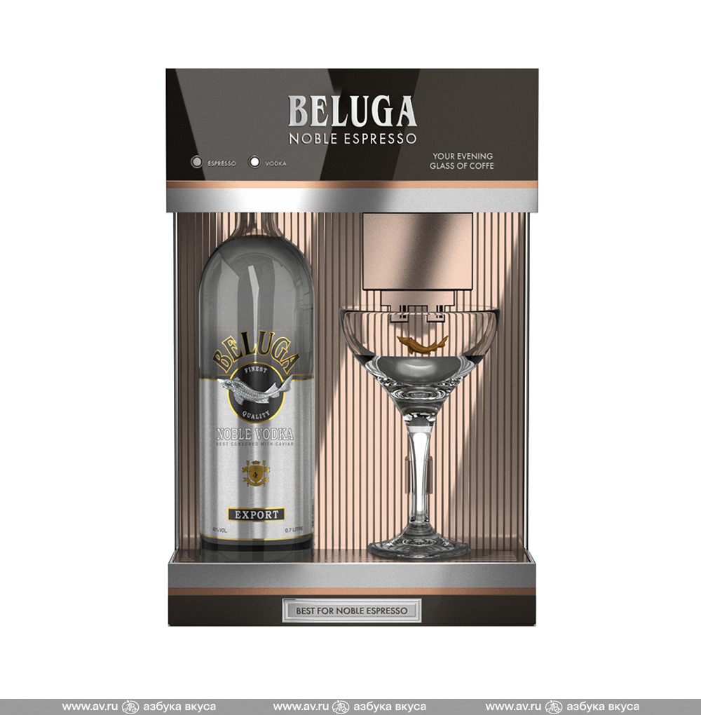 Изображение товара Водка Белуга, 0.7 L, п/у + коктейл.бокал