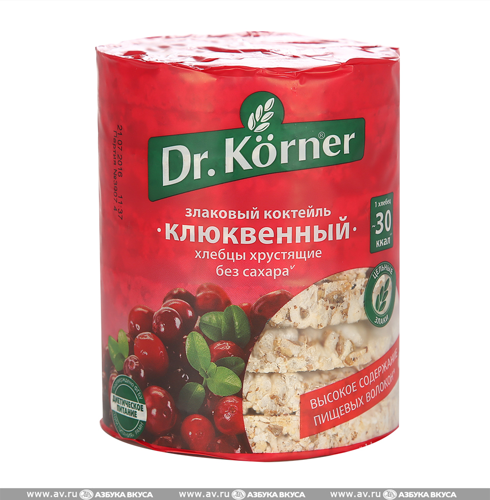 Изображение товара Хлебцы Злаковый коктейль клюквенный Dr.Korner 100 г Россия Изображение товара Хлебцы Злаковый коктейль клюквенный Dr.Korner 100 г Россия