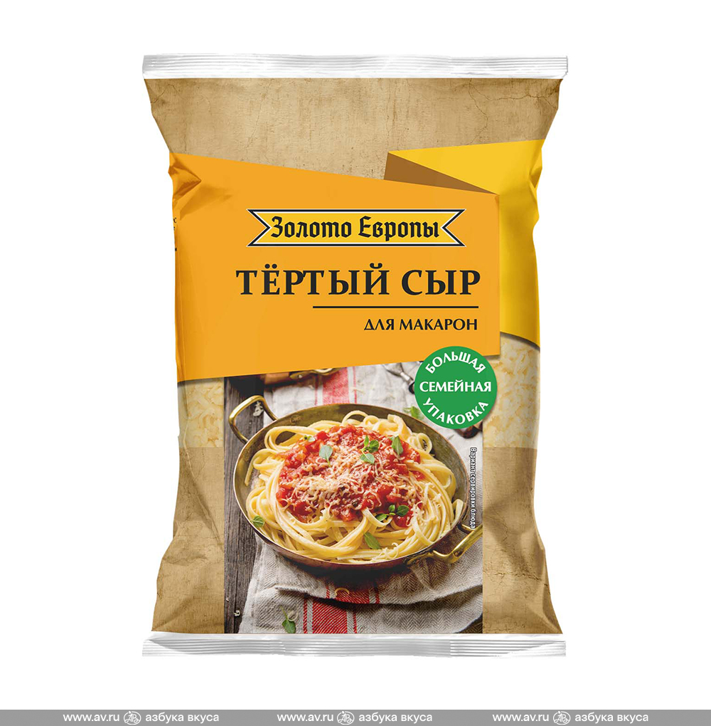 Изображение товара Сыр полутвердый 45% тертый, «Золото Европы», Россия БЗМЖ