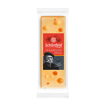 Изображение товара Сыр Swiss Maasdam 48%, Schonfeld, 150 г, Швейцария, БЗМЖ