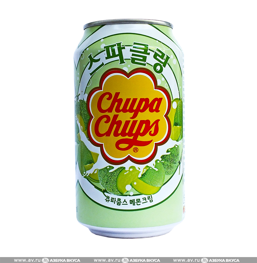 Изображение товара Напиток безалкогольный газированный со вкусом дыни, Chupa Chups, 0.345 л, Южная Корея