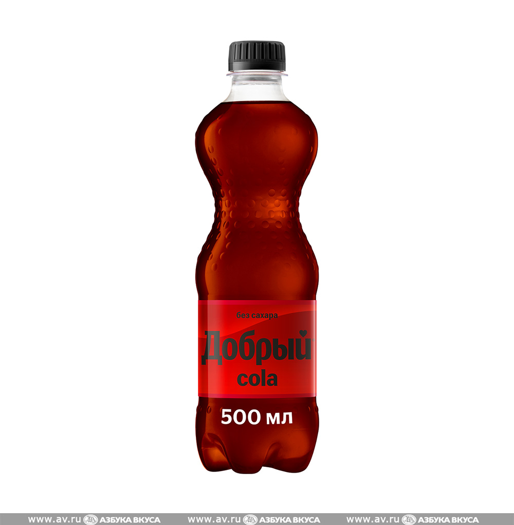 Изображение товара Напиток газированный Cola без сахара, «Добрый», 0.5 л, Россия