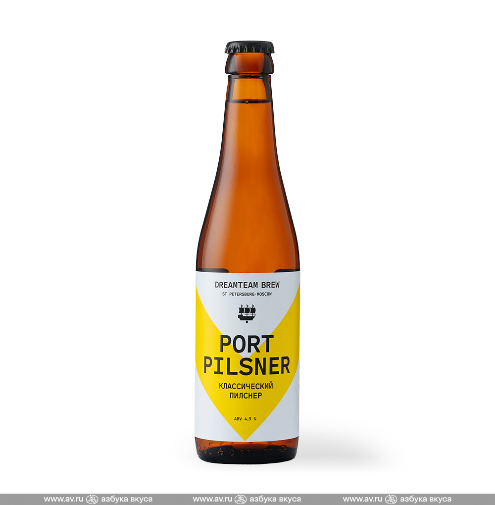 Изображение товара Пиво светлое Dreamteam Brew Port Pilsner 4,9%, 0.33 L, Россия Изображение товара Пиво светлое Dreamteam Brew Port Pilsner 4,9%, 0.33 L, Россия